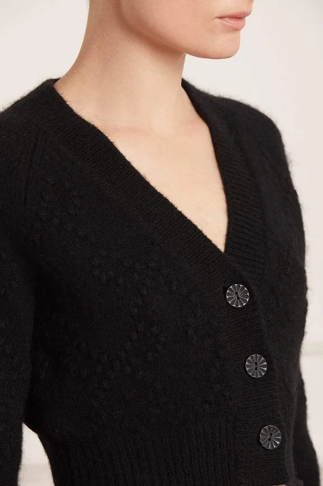 Needle and Thread Bow Stitch Cropped Cardigan Black Women Knitwear