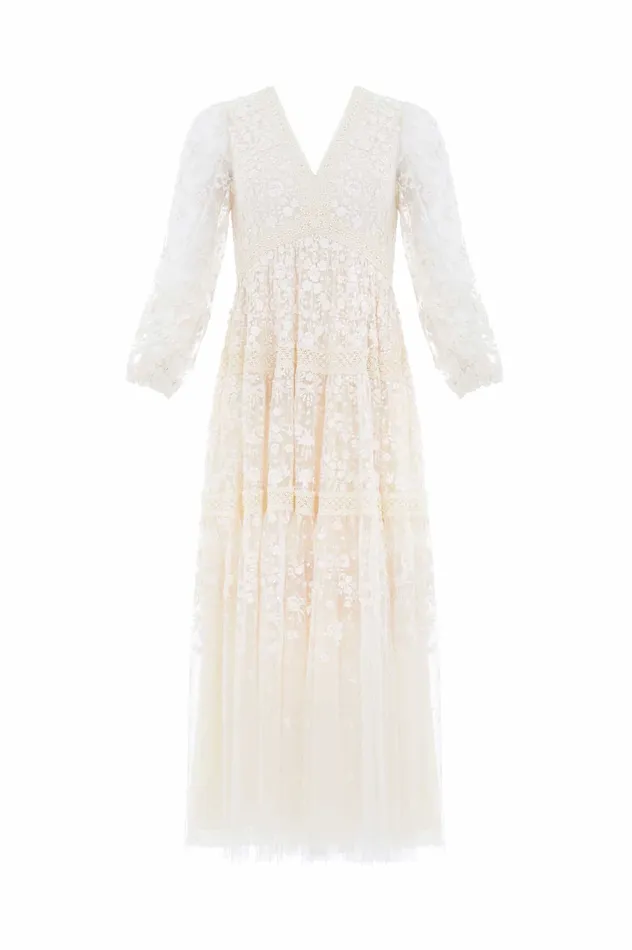 Needle and Thread Celestia Ribbon Ankle Gown Champagne Women Embroidered Dresses
