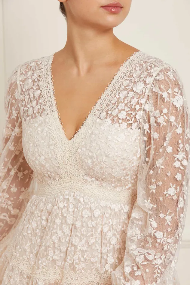 Needle and Thread Celestia Ribbon Ankle Gown Champagne Women Embroidered Dresses