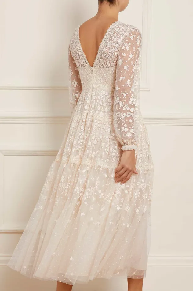 Needle and Thread Celestia Ribbon Ankle Gown Champagne Women Embroidered Dresses