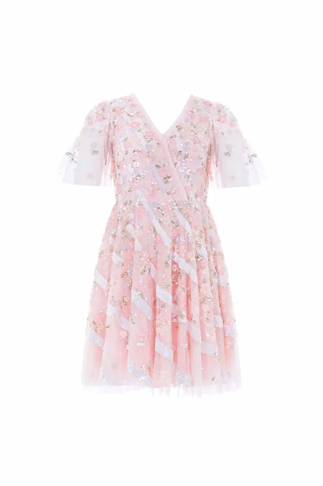 Needle and Thread Dianella Sequin Mini Dress Pink Women Embellished Dresses