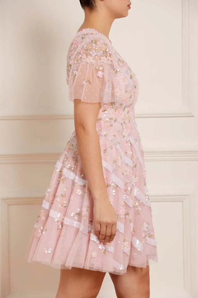Needle and Thread Dianella Sequin Mini Dress Pink Women Embellished Dresses