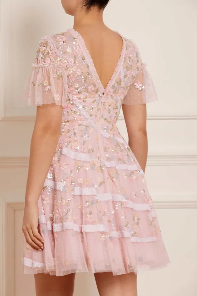 Needle and Thread Dianella Sequin Mini Dress Pink Women Embellished Dresses