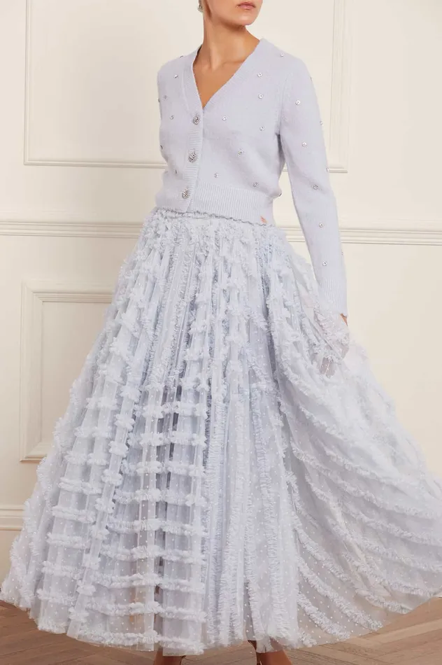 Needle and Thread Florence Ruffle Ankle Skirt Blue Women Skirts