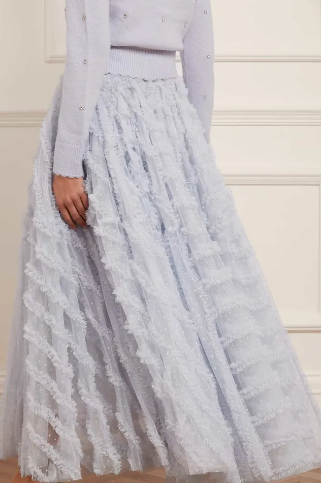 Needle and Thread Florence Ruffle Ankle Skirt Blue Women Skirts