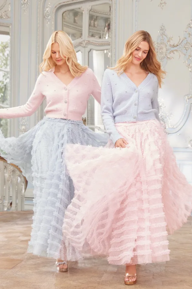 Needle and Thread Florence Ruffle Ankle Skirt Blue Women Skirts