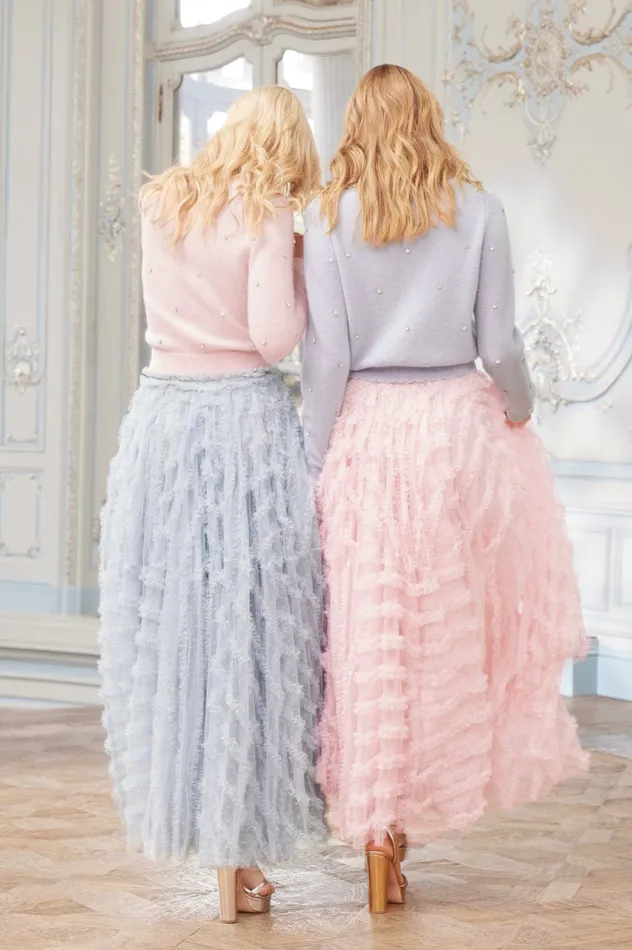 Needle and Thread Florence Ruffle Ankle Skirt Blue Women Skirts