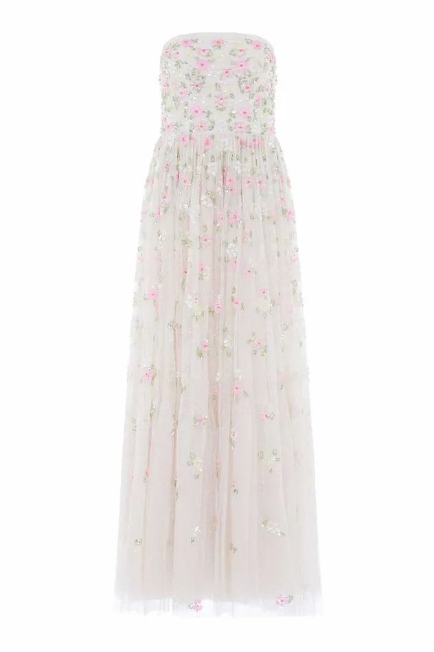 Needle and Thread Freesia Shimmer Strapless Gown Champagne Women Embellished Dresses Needle and Thread Freesia Shimmer Strapless Gown Champagne Women Embellished Dresses