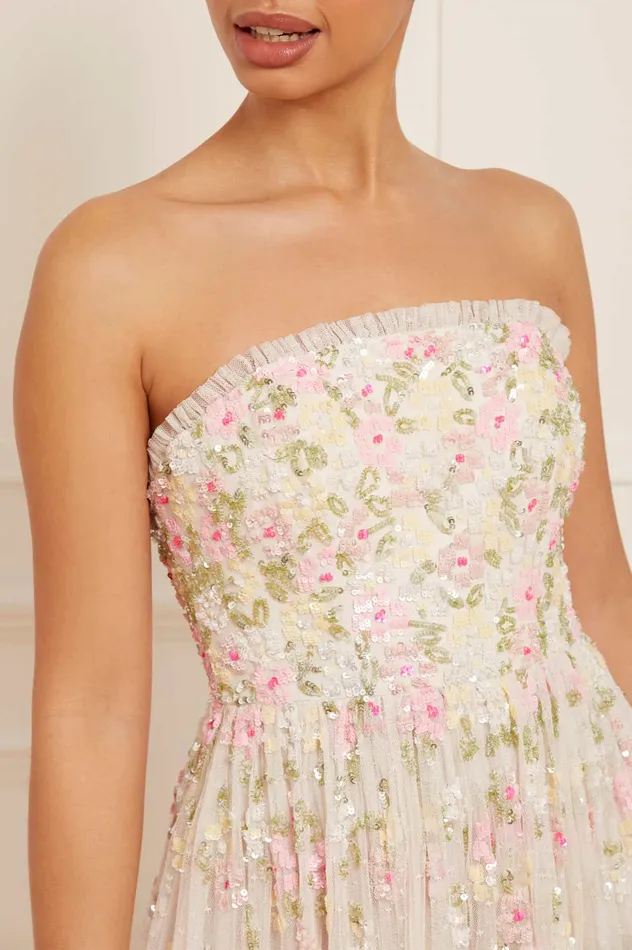 Needle and Thread Freesia Shimmer Strapless Gown Champagne Women Embellished Dresses Needle and Thread Freesia Shimmer Strapless Gown Champagne Women Embellished Dresses
