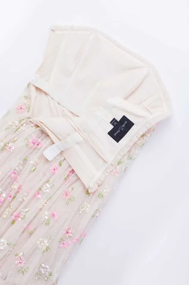 Needle and Thread Freesia Shimmer Strapless Gown Champagne Women Embellished Dresses Needle and Thread Freesia Shimmer Strapless Gown Champagne Women Embellished Dresses