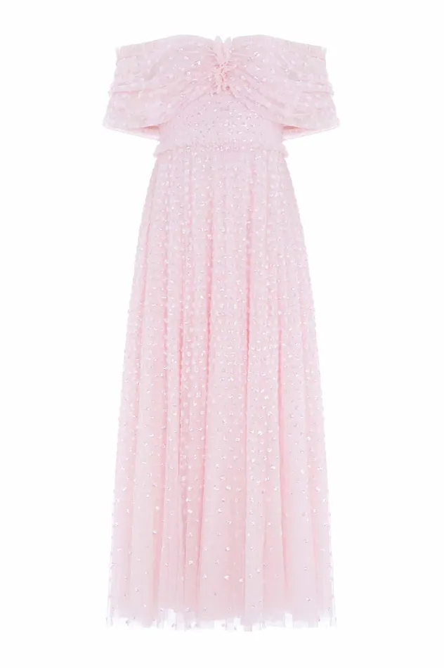 Needle and Thread Grace Gloss OffShoulder Ankle Gown Pink Women Evening Dresses