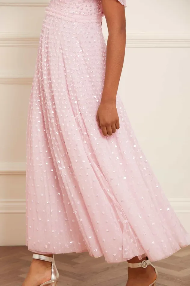 Needle and Thread Grace Gloss OffShoulder Ankle Gown Pink Women Evening Dresses