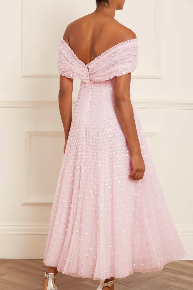 Needle and Thread Grace Gloss OffShoulder Ankle Gown Pink Women Evening Dresses