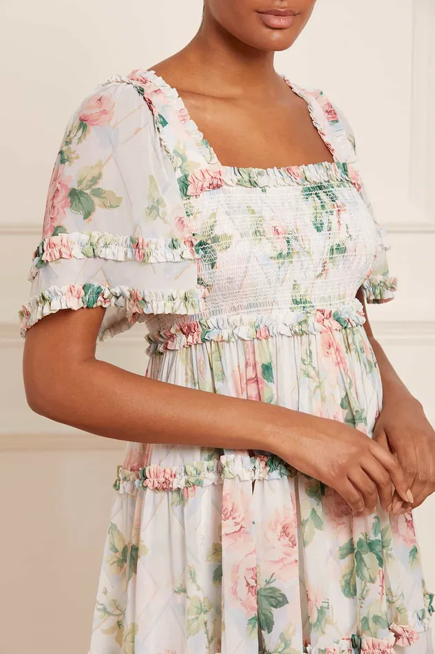 Needle and Thread Harlequin Rose Chiffon Smocked Ankle Gown Multi Women Printed Dresses Needle and Thread Harlequin Rose Chiffon Smocked Ankle Gown Multi Women Printed Dresses