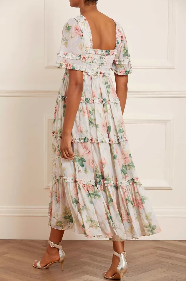 Needle and Thread Harlequin Rose Chiffon Smocked Ankle Gown Multi Women Printed Dresses Needle and Thread Harlequin Rose Chiffon Smocked Ankle Gown Multi Women Printed Dresses