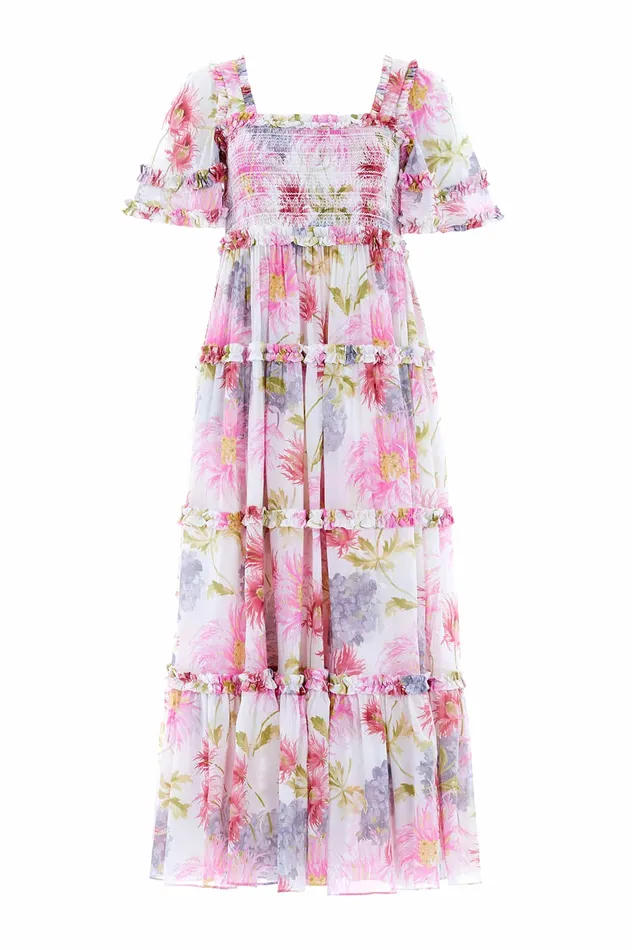 Needle and Thread Hummingbird Chiffon Smocked Ankle Gown Multi Women Day Dresses Needle and Thread Hummingbird Chiffon Smocked Ankle Gown Multi Women Day Dresses