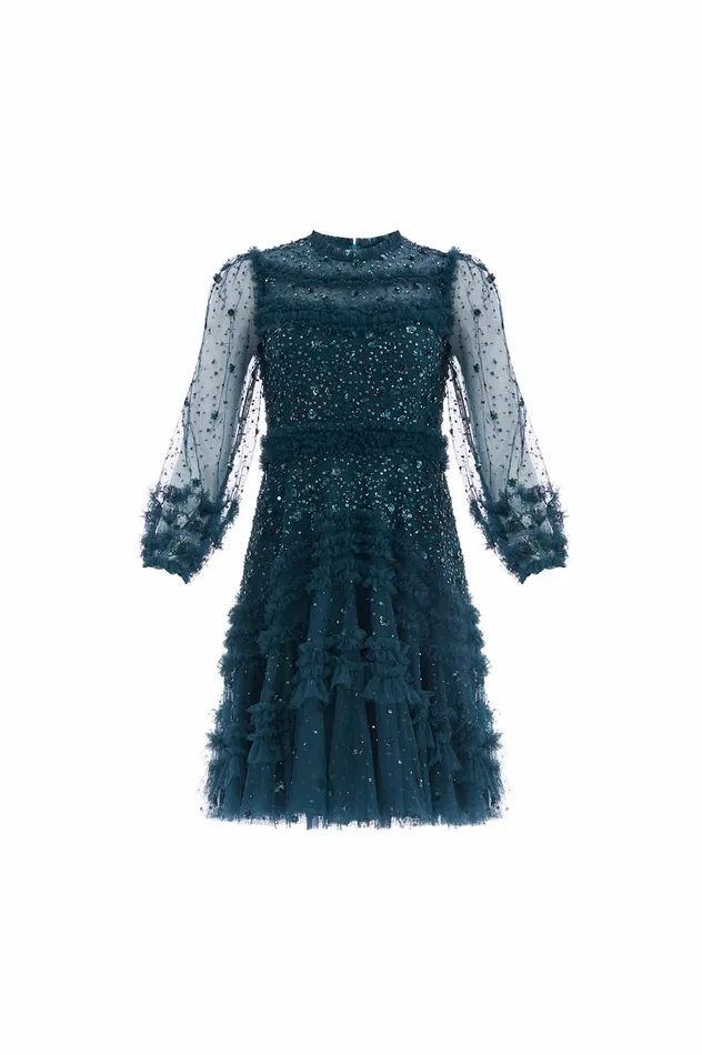 Needle and Thread Maybelle Sequin Micro Mini Dress Green Women Embellished Dresses