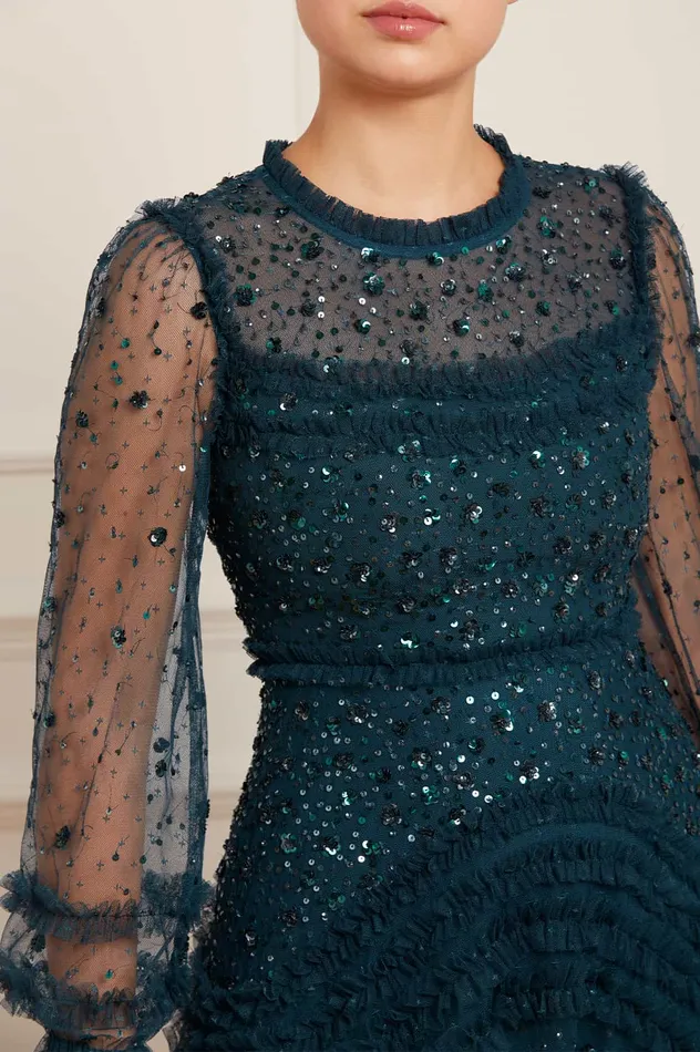 Needle and Thread Maybelle Sequin Micro Mini Dress Green Women Embellished Dresses