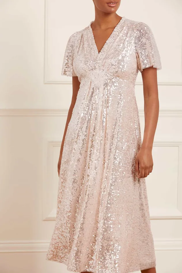 Needle and Thread Mila Gloss Ankle Gown Champagne Women Embellished Dresses Needle and Thread Mila Gloss Ankle Gown Champagne Women Embellished Dresses