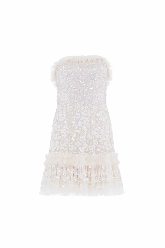 Needle and Thread Regal Rose Gloss Strapless Micro Mini Dress Champagne Women Evening Dresses