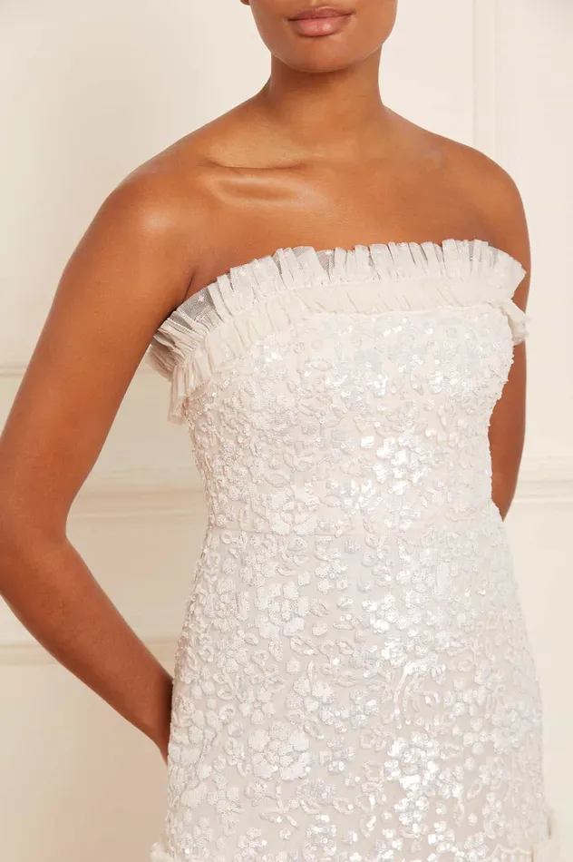 Needle and Thread Regal Rose Gloss Strapless Micro Mini Dress Champagne Women Evening Dresses