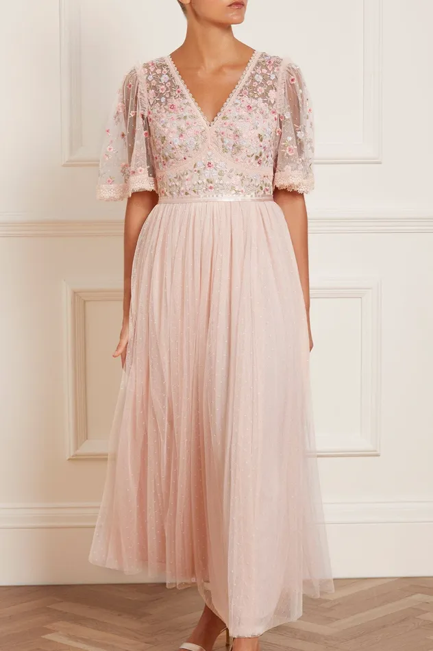 Needle and Thread Ribbon Bouquet Bodice Ankle Gown Pink Women Embroidered Dresses Needle and Thread Ribbon Bouquet Bodice Ankle Gown Pink Women Embroidered Dresses