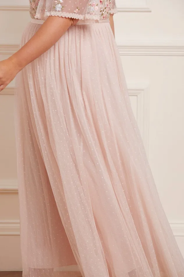 Needle and Thread Ribbon Bouquet Bodice Ankle Gown Pink Women Embroidered Dresses