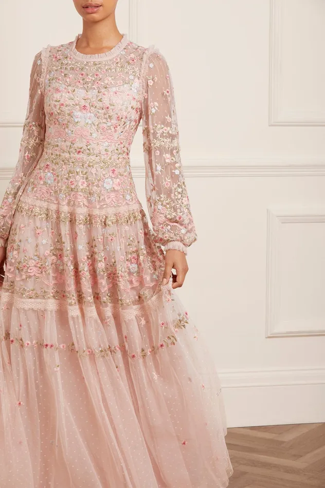 Needle and Thread Ribbon Bouquet Gown Pink Women Embroidered Dresses