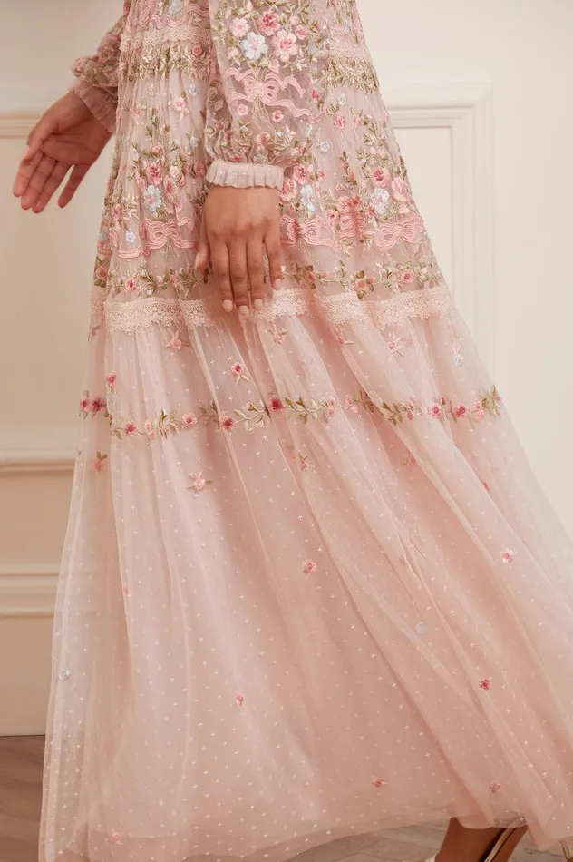 Needle and Thread Ribbon Bouquet Gown Pink Women Embroidered Dresses