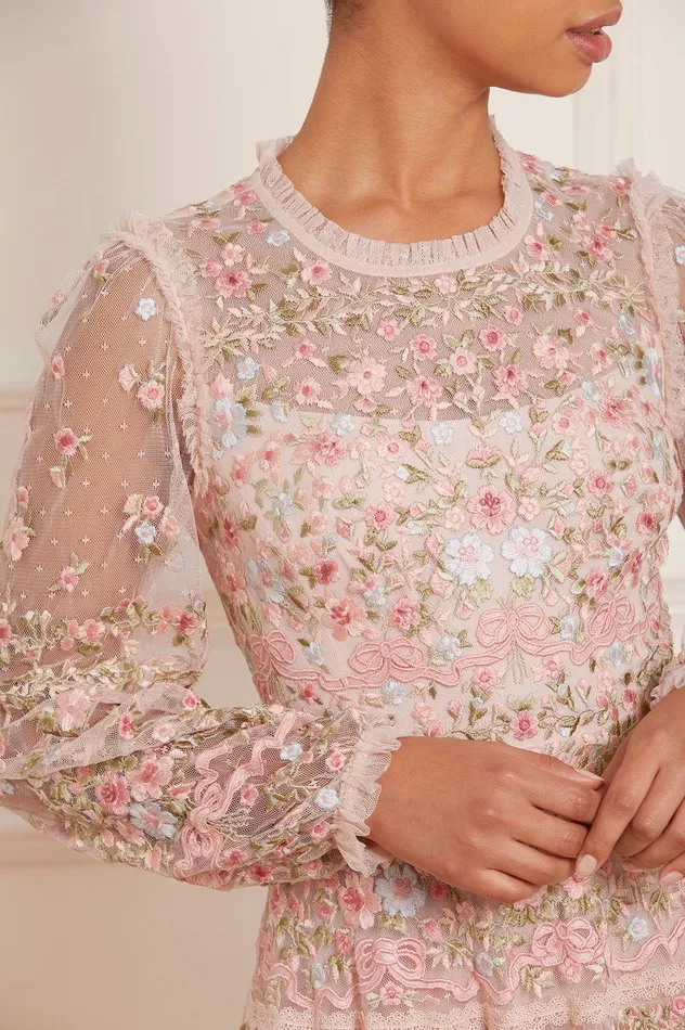 Needle and Thread Ribbon Bouquet Gown Pink Women Embroidered Dresses