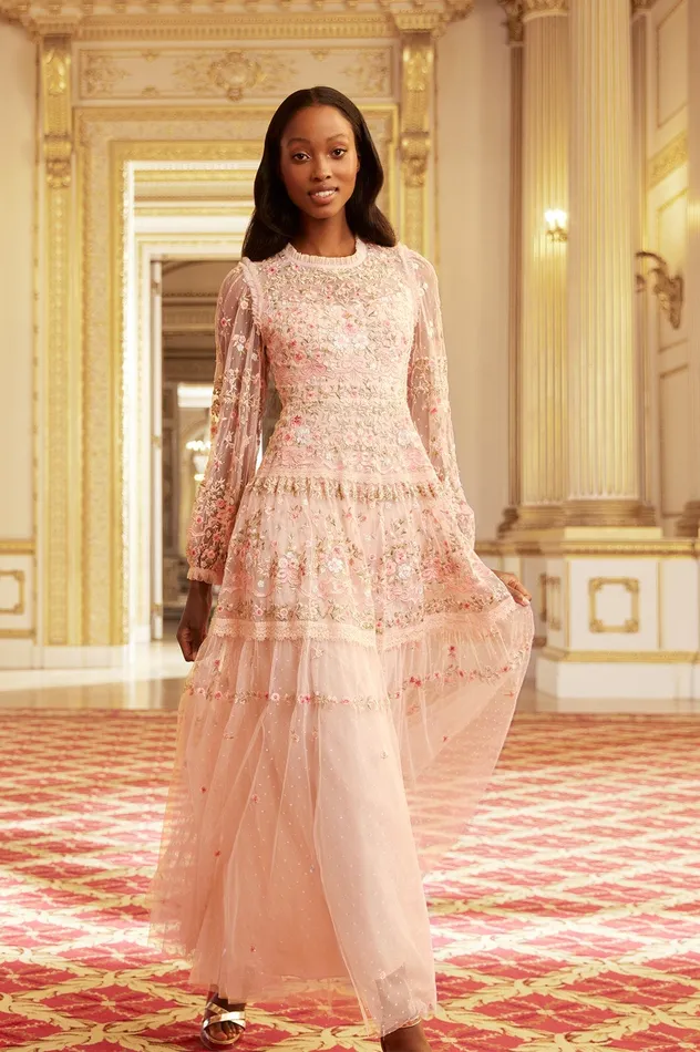Needle and Thread Ribbon Bouquet Gown Pink Women Embroidered Dresses