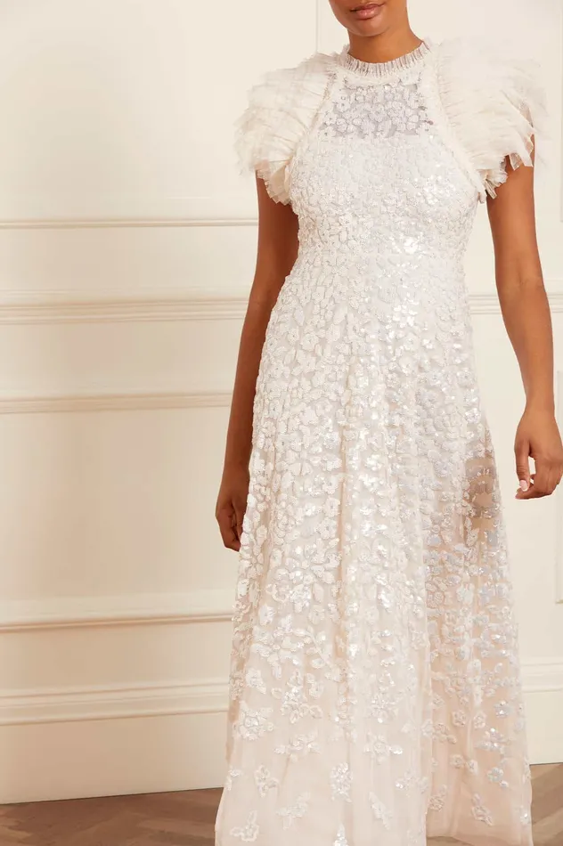 Needle and Thread Sequin Rose Gloss Ankle Gown Champagne Women Embellished Dresses