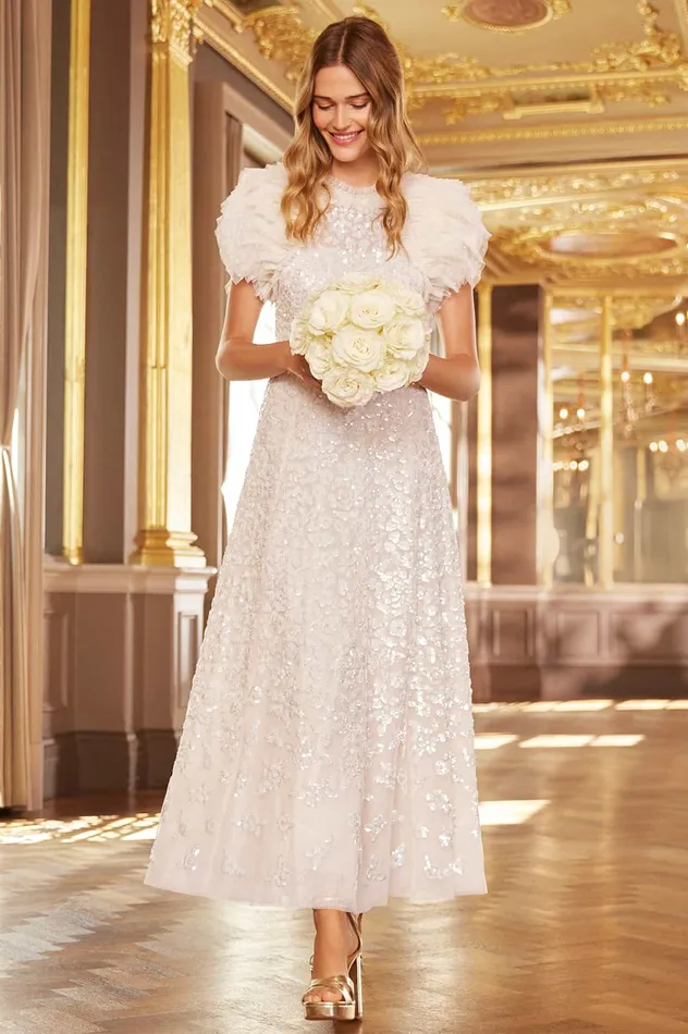 Needle and Thread Sequin Rose Gloss Ankle Gown Champagne Women Embellished Dresses