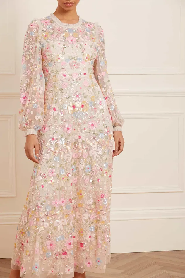 Needle and Thread Shimmer Fairytale Ankle Gown Champagne Women Embellished Dresses Needle and Thread Shimmer Fairytale Ankle Gown Champagne Women Embellished Dresses