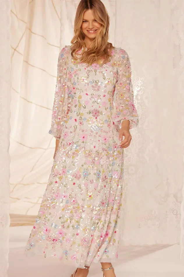 Needle and Thread Shimmer Fairytale Ankle Gown Champagne Women Embellished Dresses Needle and Thread Shimmer Fairytale Ankle Gown Champagne Women Embellished Dresses