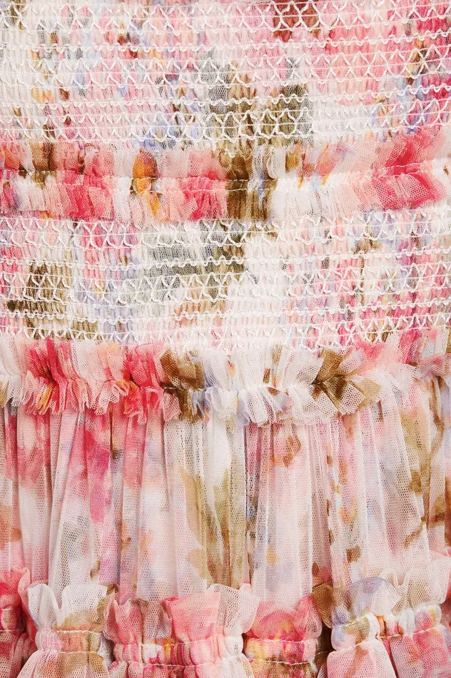 Needle and Thread Summer Song Peaches Smocked Ankle Gown Multi Women Printed Dresses
