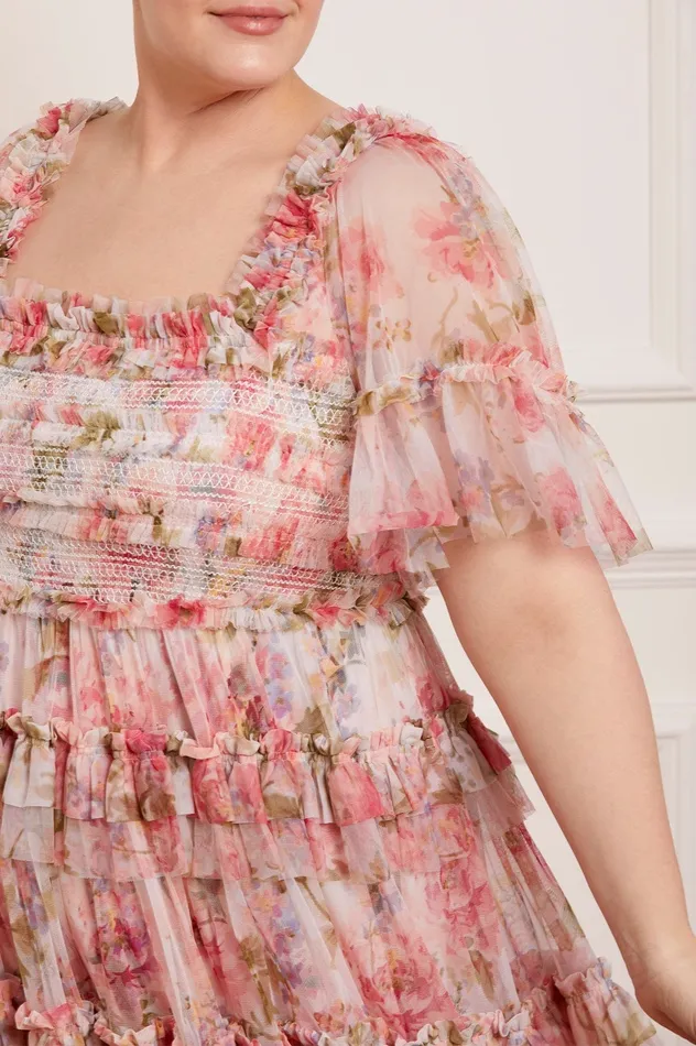 Needle and Thread Summer Song Peaches Smocked Ankle Gown Multi Women Printed Dresses