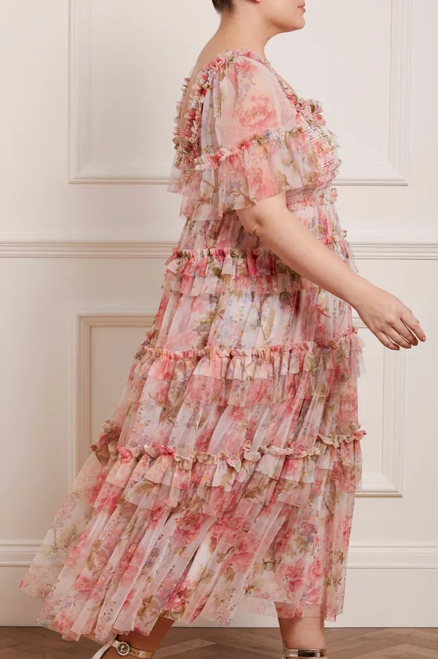 Needle and Thread Summer Song Peaches Smocked Ankle Gown Multi Women Printed Dresses