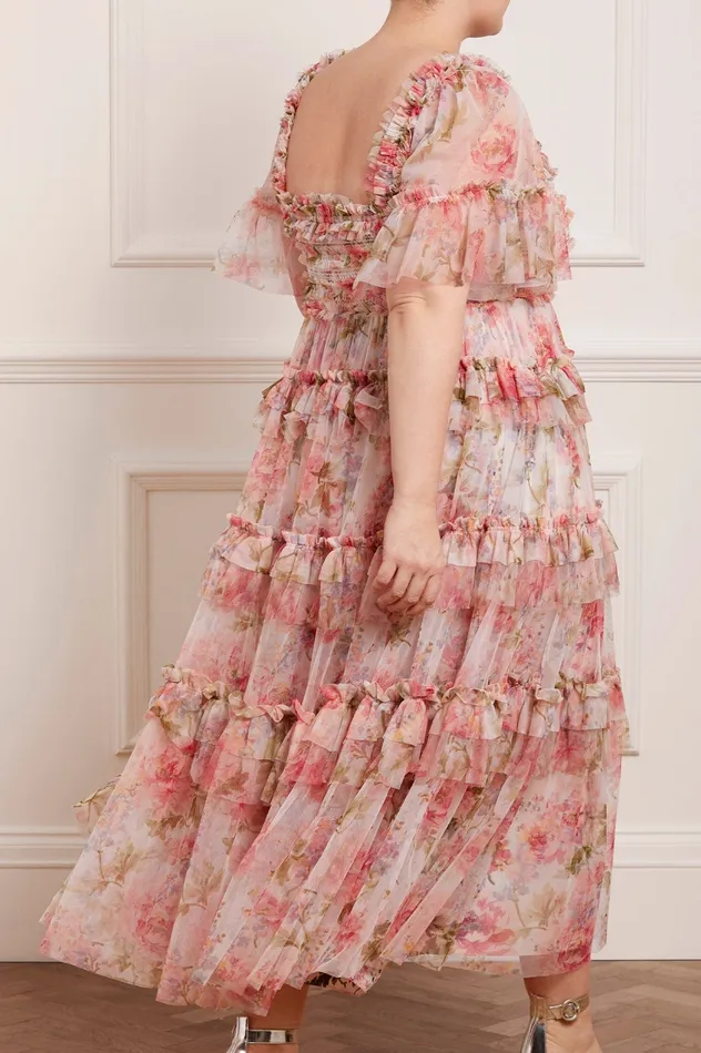Needle and Thread Summer Song Peaches Smocked Ankle Gown Multi Women Printed Dresses