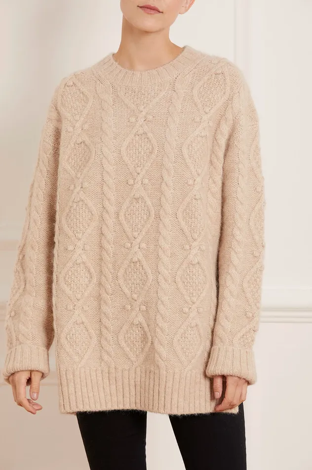 Needle and Thread Sylvie Cable Longline Jumper Beige Women Exclusives