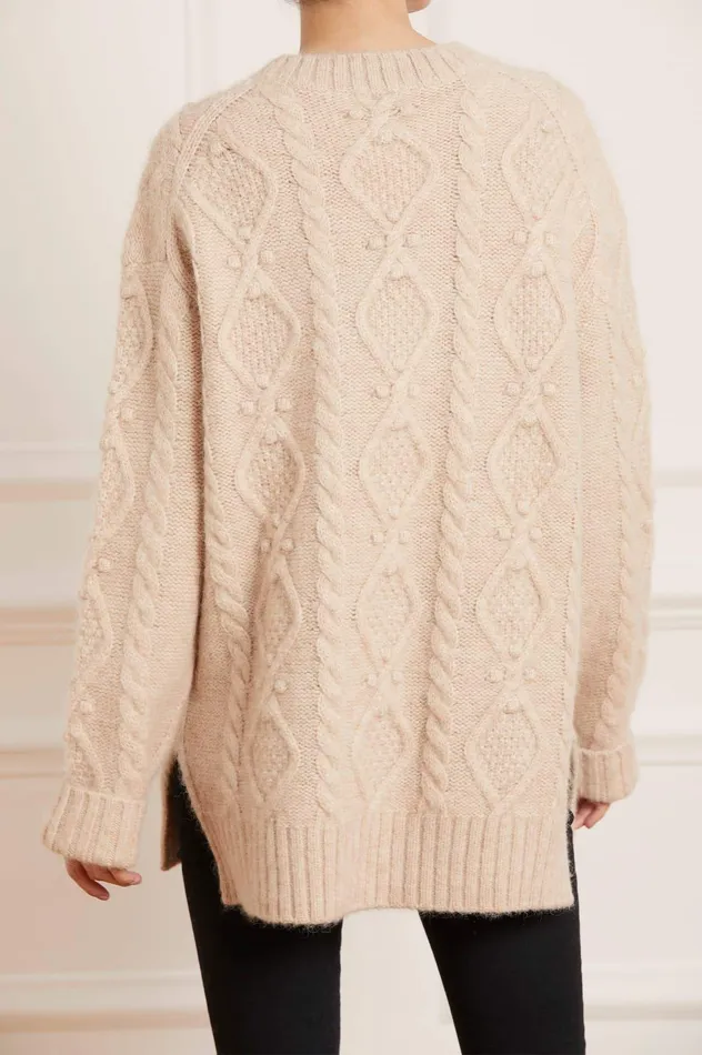 Needle and Thread Sylvie Cable Longline Jumper Beige Women Exclusives