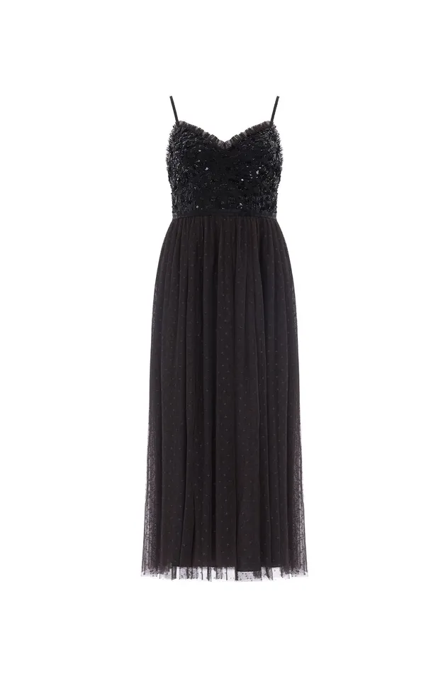 Needle and Thread Tempest Bodice Cami Ballerina Dress Black Women Embellished Dresses