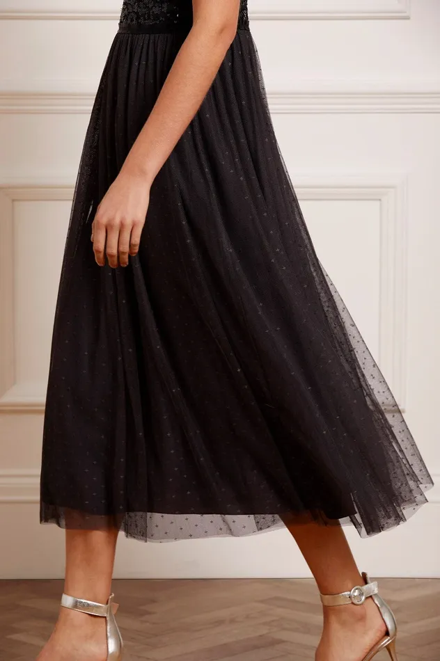 Needle and Thread Tempest Bodice Cami Ballerina Dress Black Women Embellished Dresses