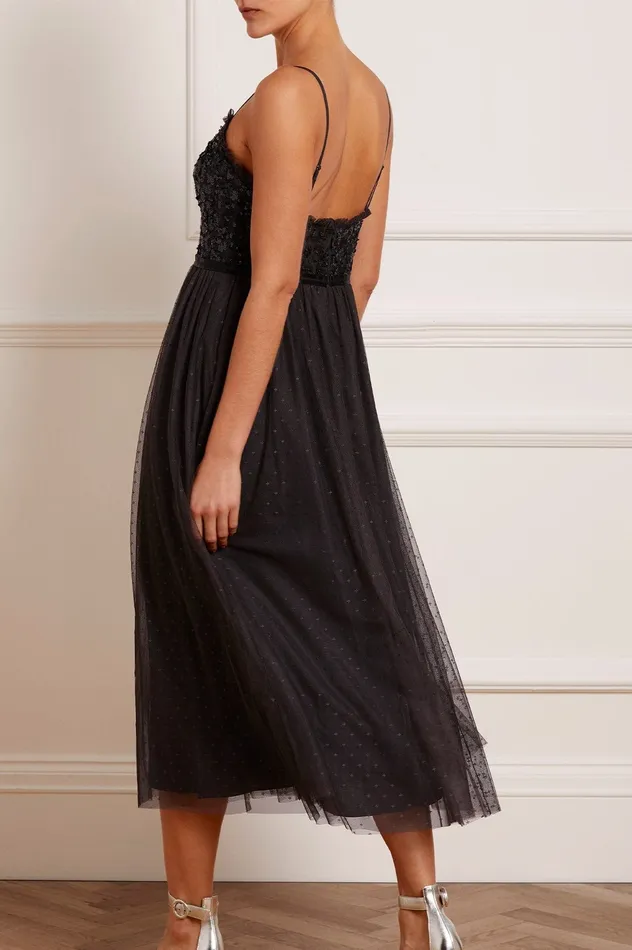 Needle and Thread Tempest Bodice Cami Ballerina Dress Black Women Embellished Dresses