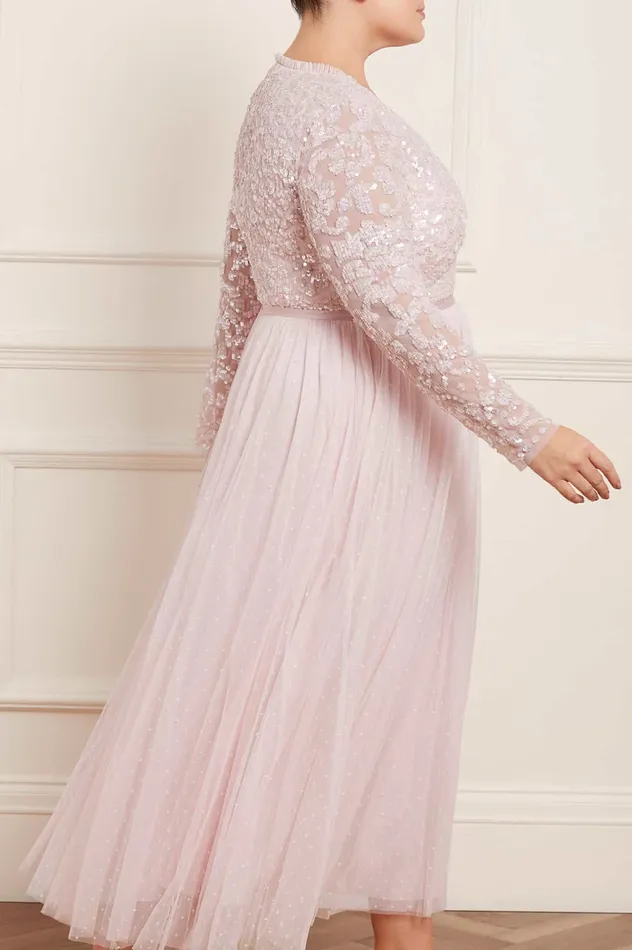 Needle and Thread Tempest Bodice VNeck Ankle Gown Pink Women Embellished Dresses