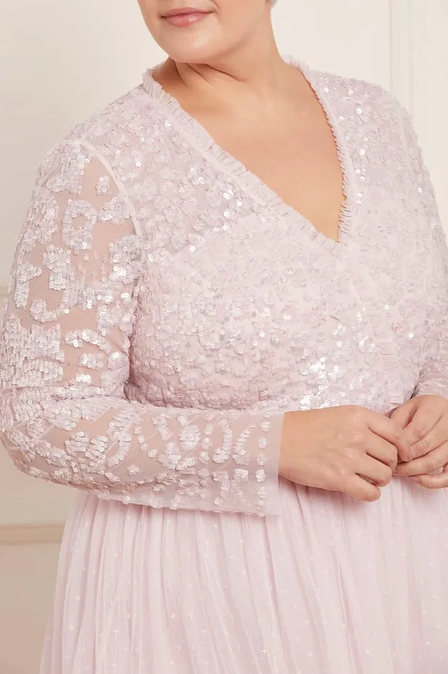 Needle and Thread Tempest Bodice VNeck Ankle Gown Pink Women Embellished Dresses