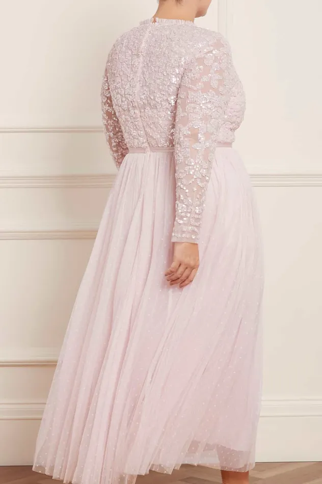 Needle and Thread Tempest Bodice VNeck Ankle Gown Pink Women Embellished Dresses