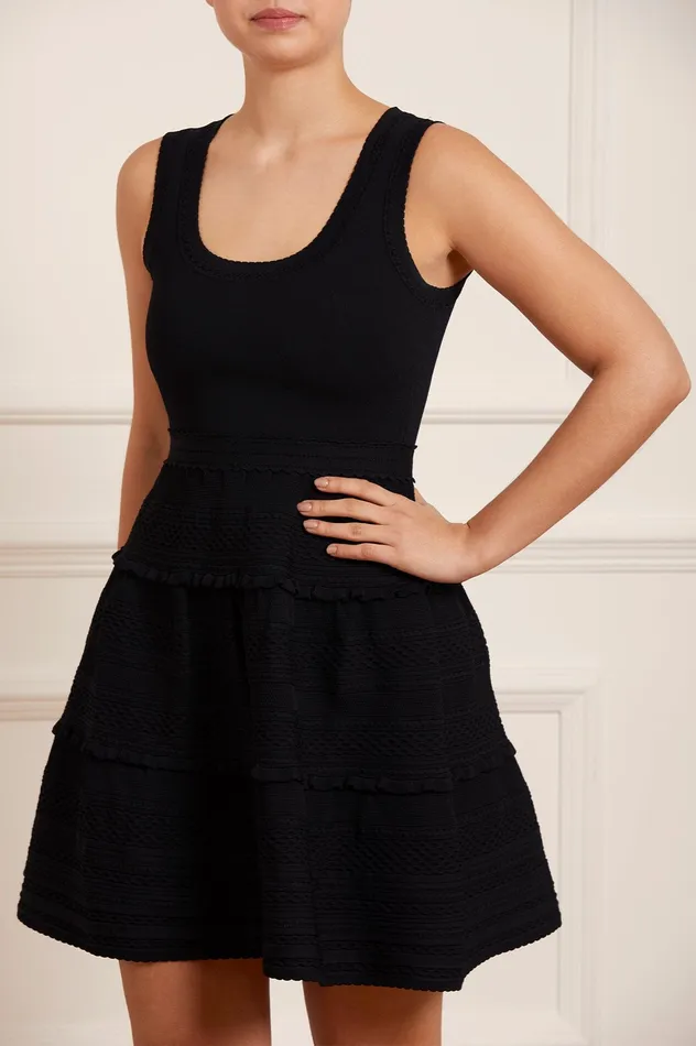 Needle and Thread Textured Knit Sleeveless Mini Dress Black Women Knitwear