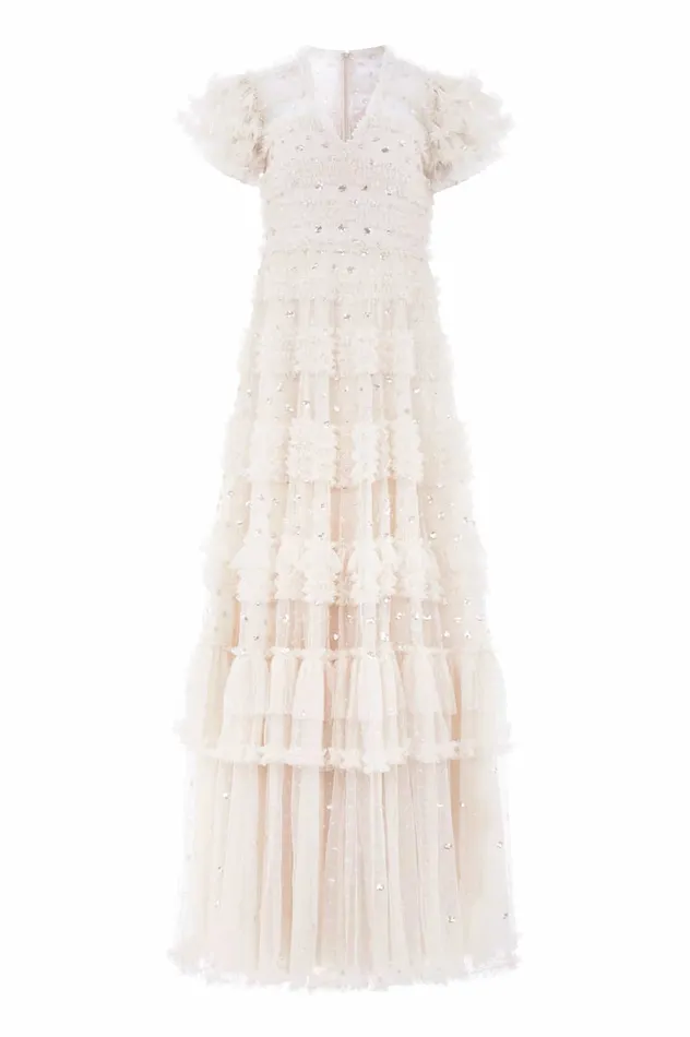 Needle and Thread Vivian VNeck Gown Champagne Women Embellished Dresses Needle and Thread Vivian VNeck Gown Champagne Women Embellished Dresses