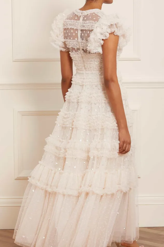 Needle and Thread Vivian VNeck Gown Champagne Women Embellished Dresses Needle and Thread Vivian VNeck Gown Champagne Women Embellished Dresses